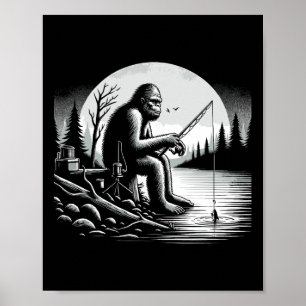 Poster Pêche de Bigfoot Lac Sasquatch Pêcheur Drôle De Po