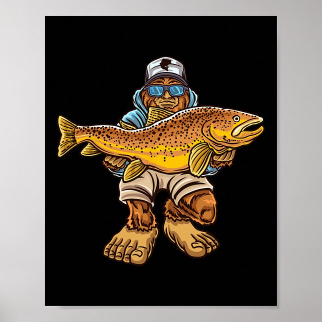 Poster Pêche de la truite Brown Pêche de la truite Bigfoo (Devant)