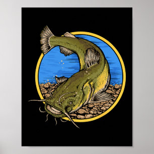 Poster Pêche de poisson-chat à tête plate 