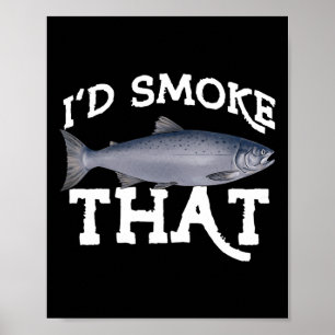 Poster Pêche drôle de saumon Coho eau salée eau douce Pêc