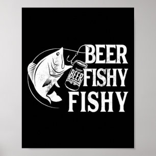Poster Pêche drôle poissonneuse bière poissonneuse
