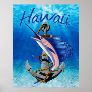 Poster Pêche en haute mer d'Hawaii