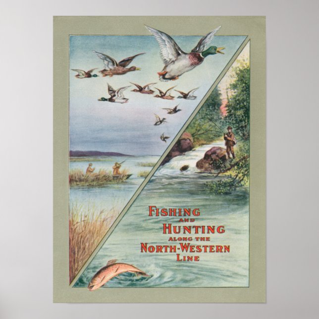 Poster Pêche et chasse le long de la ligne Nord-Ouest (Devant)