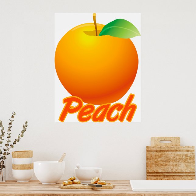 Poster Pêche Fruit Rétro Orange (Créateur téléchargé)