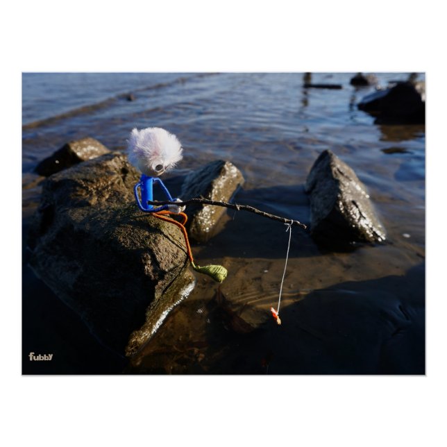 Poster Pêche Fubby sur une pierre. (Devant)