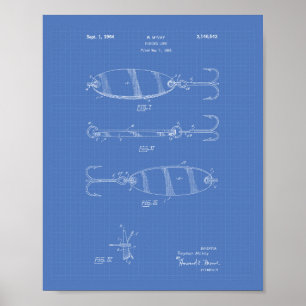 Poster Pêche leurre 1964 Plan directeur de l'art des brev