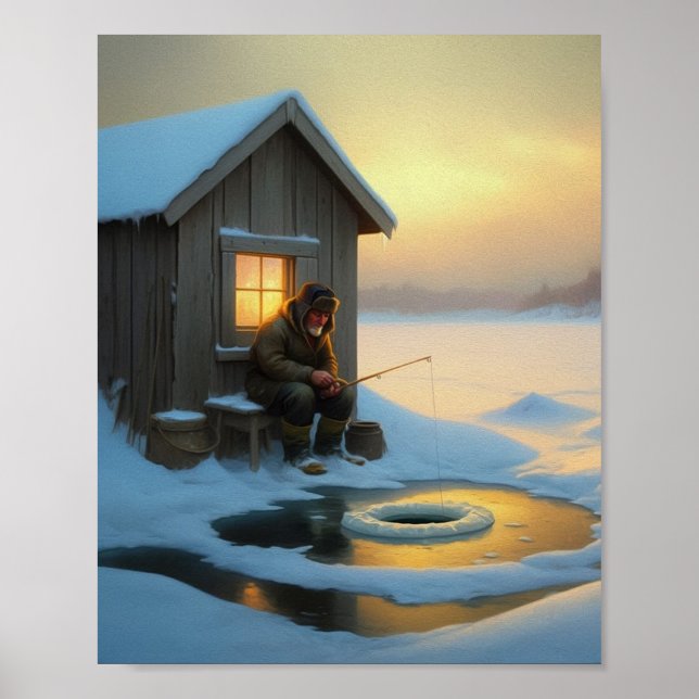 Poster Pêche sur glace temps  (Devant)