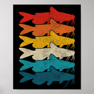 Poster Pêche Vintage de poisson de poisson de la rivière 