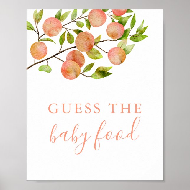 Poster Pêcher Fruit Devinez Le Panneau Alimentaire Bébé (Devant)