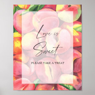 Poster Peches a l'aquarelle - l'amour est doux prenez une