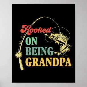 Poster Pêcheur accro à être grand-père Fête des pères vin