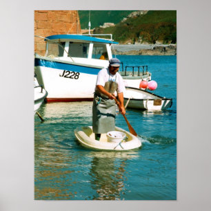 Poster Pêcheur dans le port de Bonne Nuit