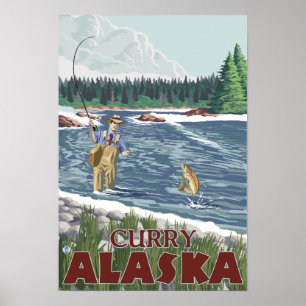 Poster Pêcheur de mouche - cari, Alaska