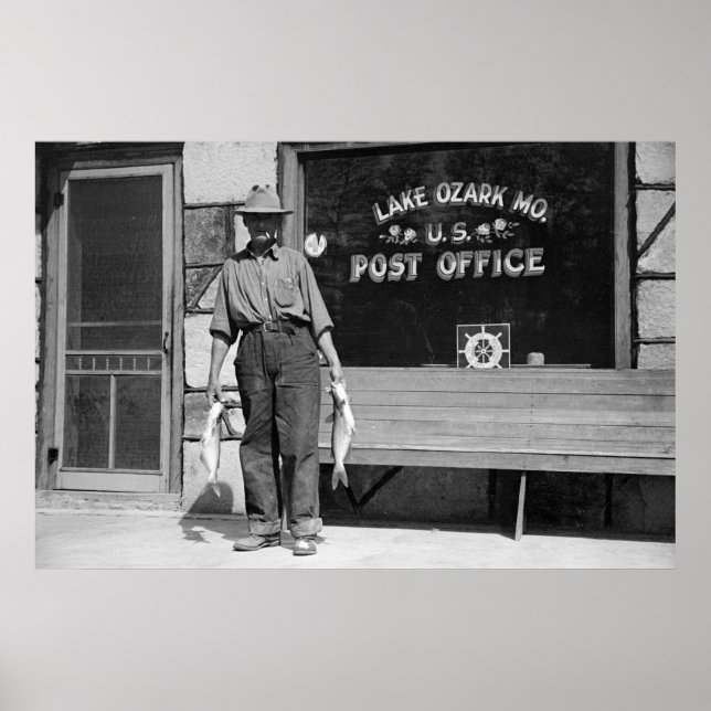 Poster Pêcheur du lac Ozark, années 1930 (Devant)