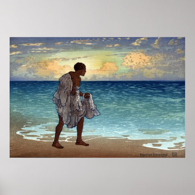 Poster Pêcheur hawaïen - Charles William Bartlett (Devant)