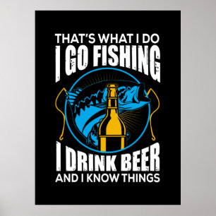Poster Pêcheur je vais à la pêche je bois de la bière