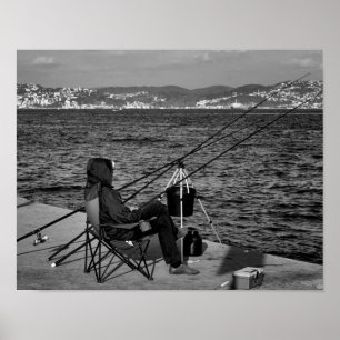 Poster Pêcheur par Bosphorus à Istanbul