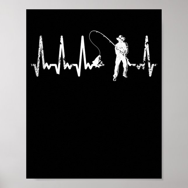 Poster Pêcheur pêcheur pulsé à rythme cardiaque ECG cadea (Devant)