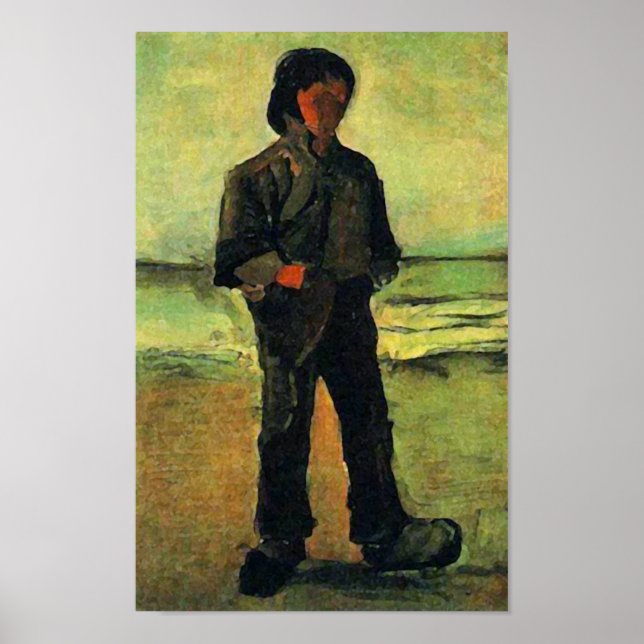 Poster Pêcheur sur la plage, Vincent van Gogh (Devant)