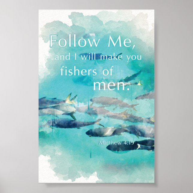 Poster Pêcheurs des hommes Matthieu 4:19 Bible Verse Suiv (Devant)