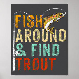 Poster Pêchez Autour Et Trouvez La Truite Drôle De Pêche 