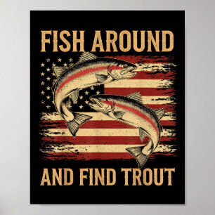 Poster Pêchez autour et trouvez la truite Drôle de pêche 