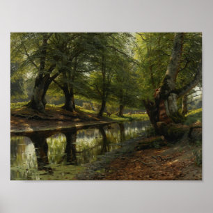 Poster Peder Monsted - Un ruisseau à travers la vallée