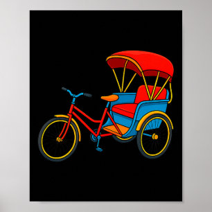 Poster Pedicab Cycle Rickshaw Moto-Taxi Tri-blend Premium