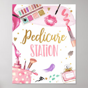 Poster Pedicure Station Spa Party Makeup Glamour Birthday
