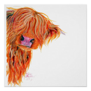 Poster 'Peekaboo' de la vache de Highland Imprimer