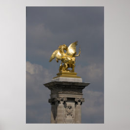Poster Pegasus Gilded bronze statue skulptur Paris Pont
