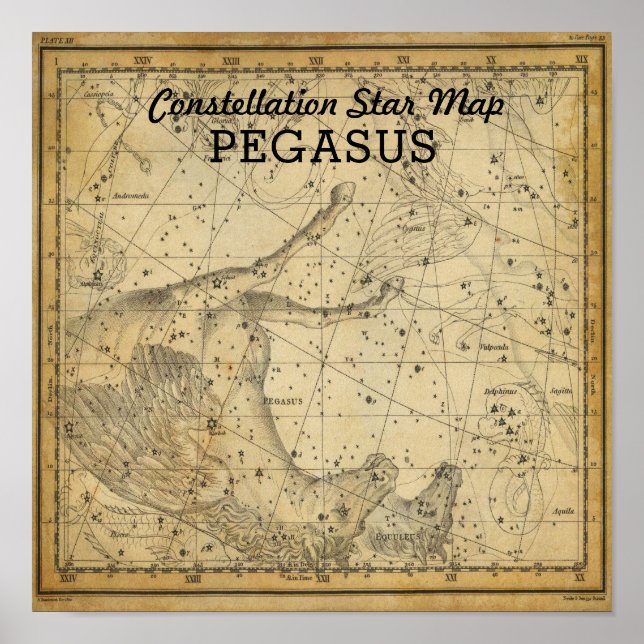 Poster Pegasus Horse Constellation Carte d'étoile Androme (Devant)