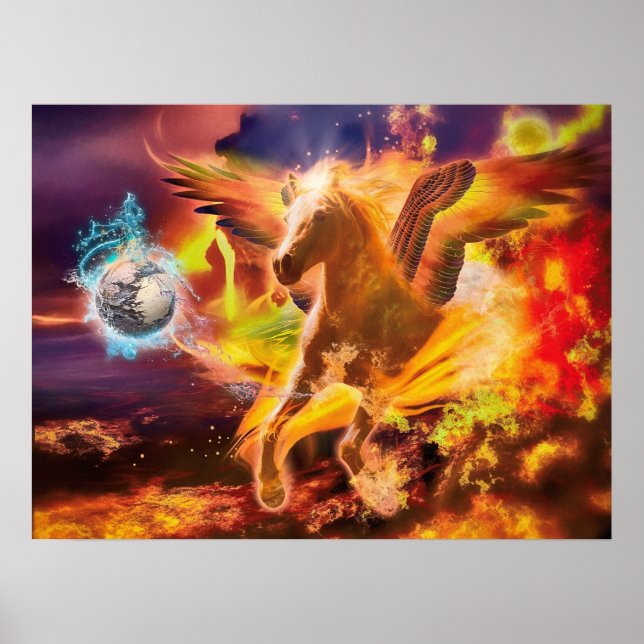 POSTER PEGASUS HORSE DÉTRUIT LE KRAKEN (Devant)