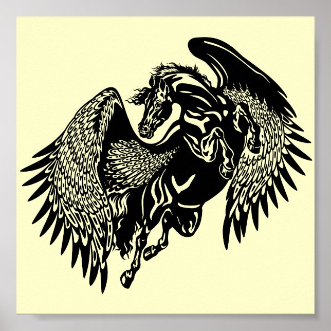 Poster pegasus noir (Devant)