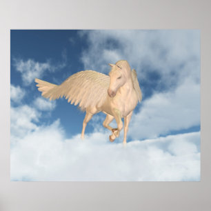 Poster Pegasus regardant vers le bas par des nuages