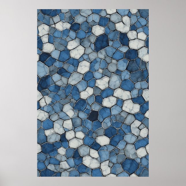 Poster Peigne de miel fracturé : Motif de carreaux craqué (Devant)