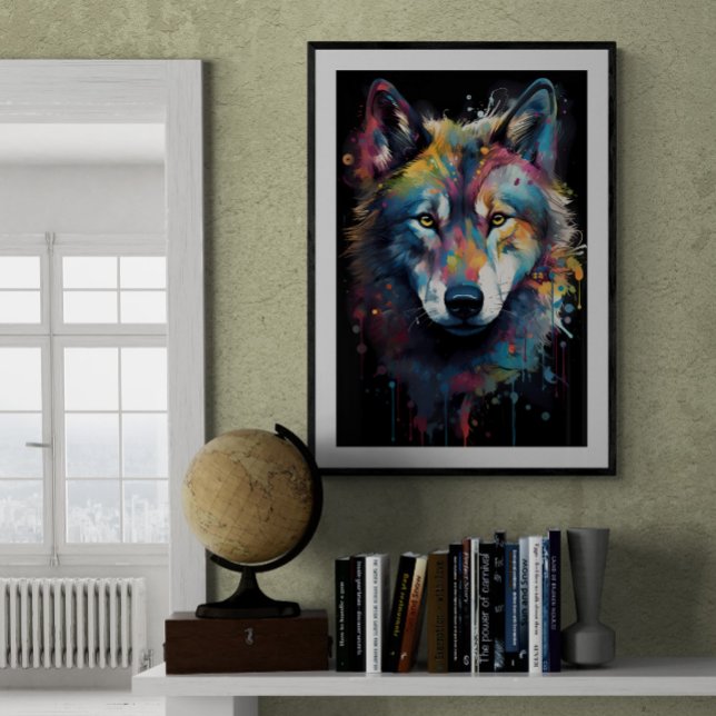 Poster Peindre le loup éclaboussé | Ai (Créateur téléchargé)