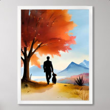 peindre un animal chien marcher bleu montagne
