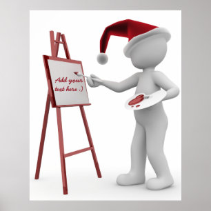 Poster Peindre votre texte Père Noël Peinture Easel Rouge