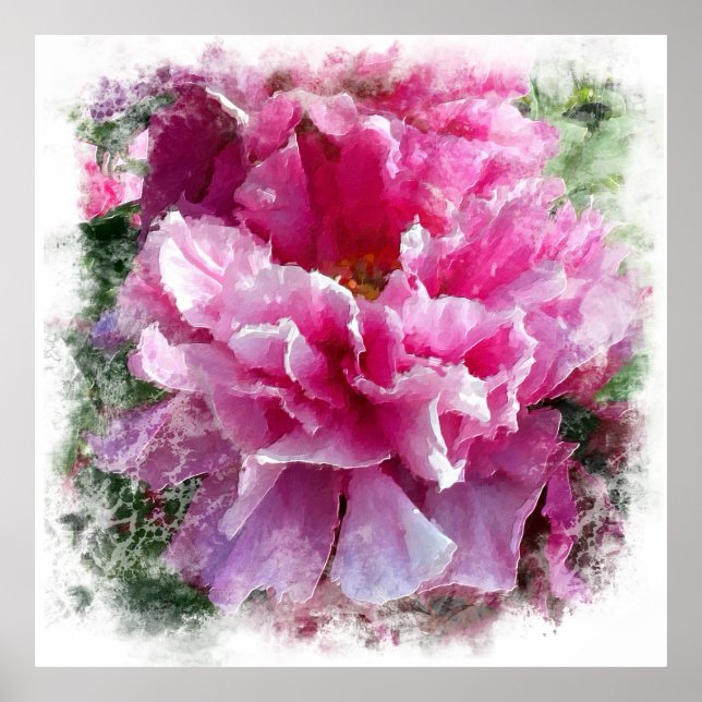 Poster *~* Peine rose Peony Peinture Impressionnisme arti (Devant)