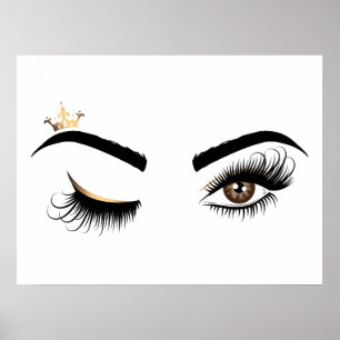 Poster Peintre de maquillage Wink Eye Queen Crown Lash Ex