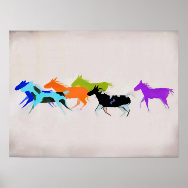 Poster Peints Poneys dans l'art de la fumée (Devant)