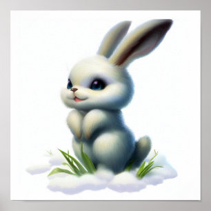 Poster Peinture 3D d'aquarelle d'un lièvre arctique