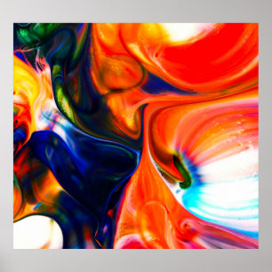 Poster Peinture à encre éclatée : Abstraite colorée