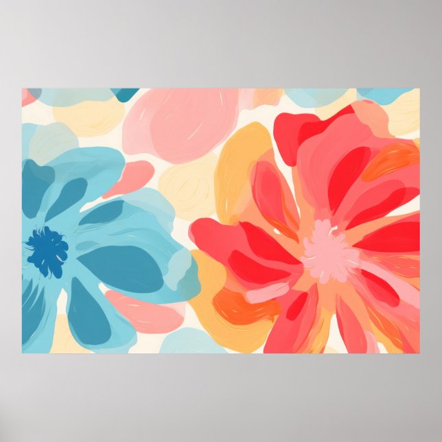Poster peinture à fleurs Abstraites (Devant)