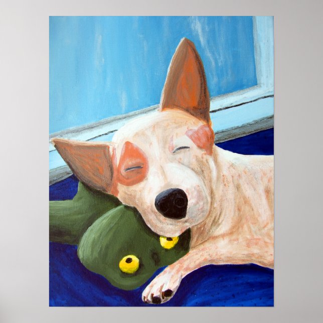Poster Peinture à la grenouille à capuchon rouge Heeler (Devant)