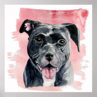 Peinture à l'aquarelle de Bulldog d'Amérique noire