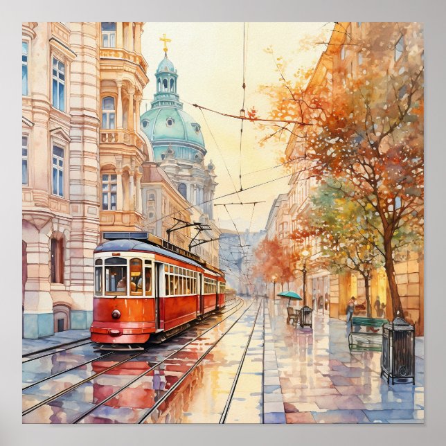 Poster Peinture à l'aquarelle de style bohème de Vienne (Devant)