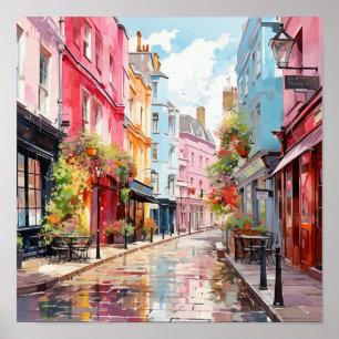 Poster Peinture à l'aquarelle de style bohémien de Londre