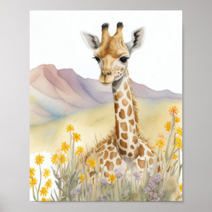 Poster Peinture à l'aquarelle Giraffe